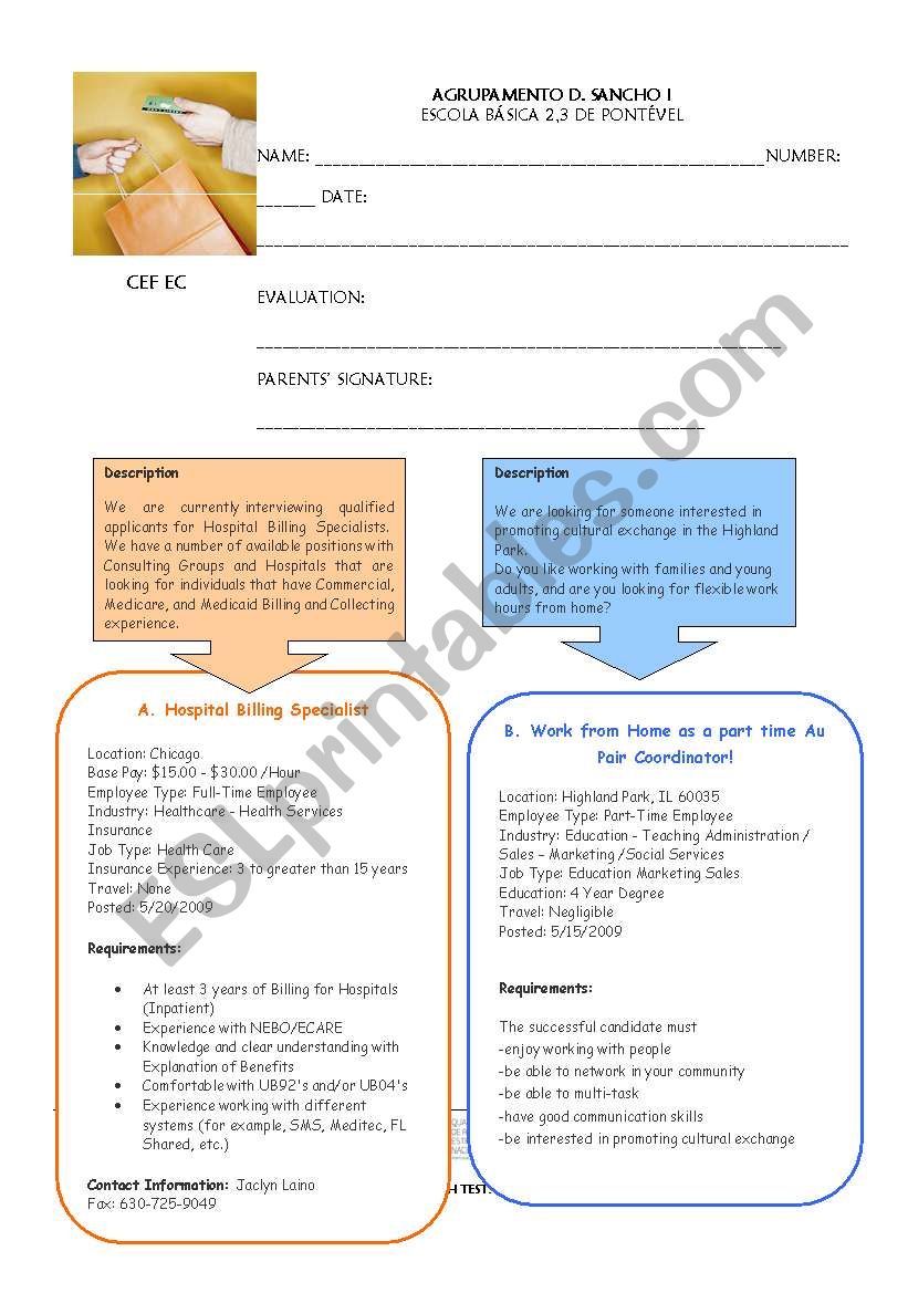 An application letter worksheet