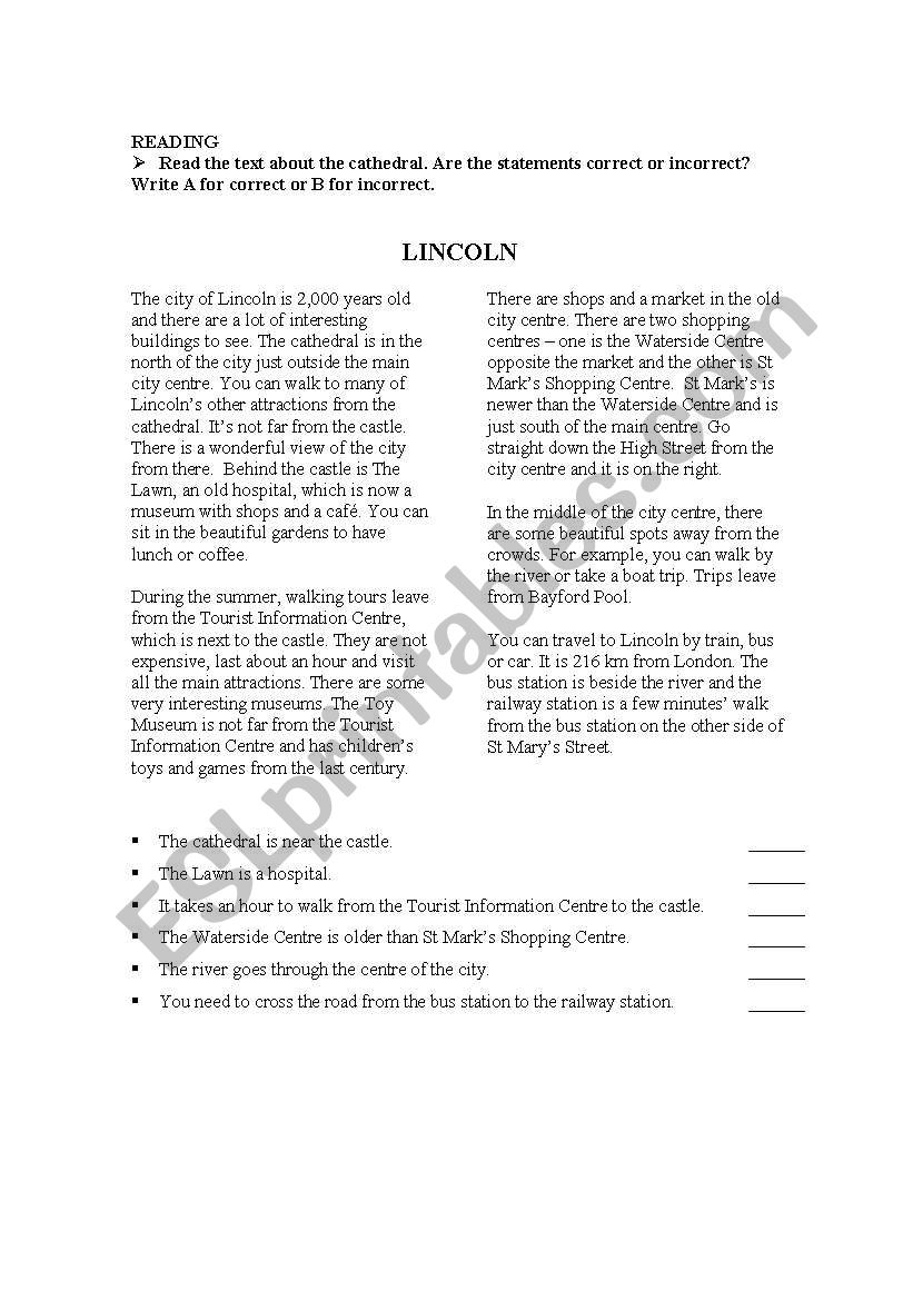 reading comprehension 1 worksheet