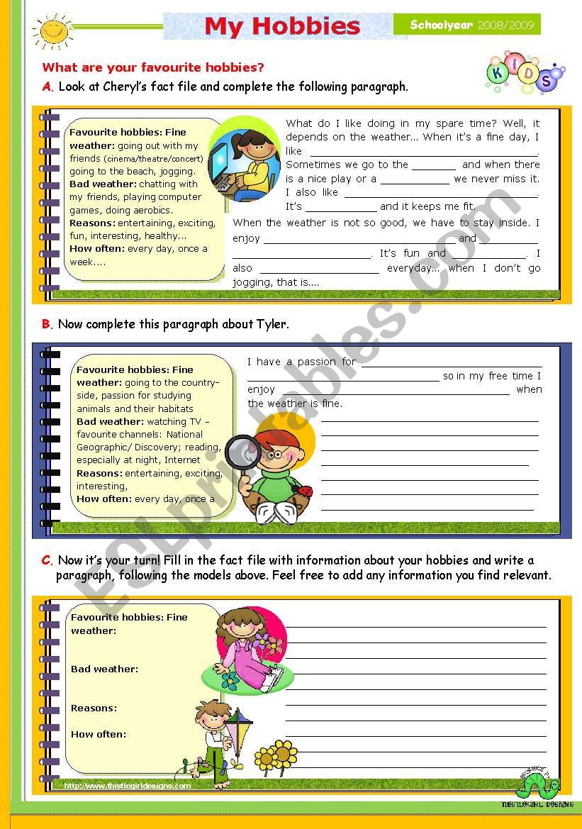 Writing Series (11) - My Favourite Hobbies - 2nd lesson of 45 minutes on the topic for Upper elementary or Intermediate students