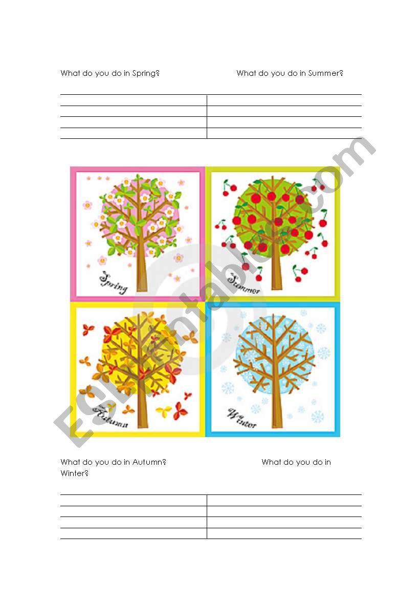 SEASONS SHEET worksheet