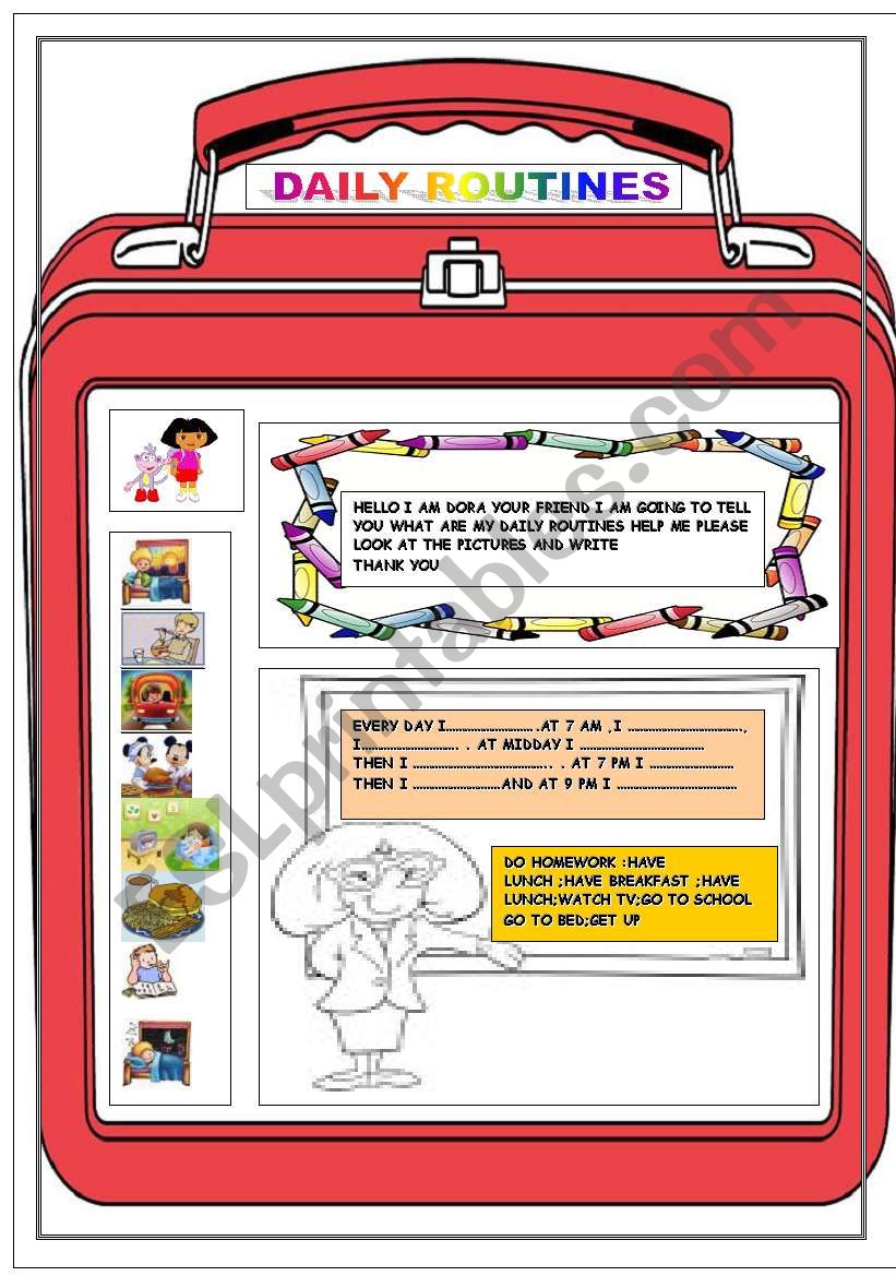 dora daily routines worksheet