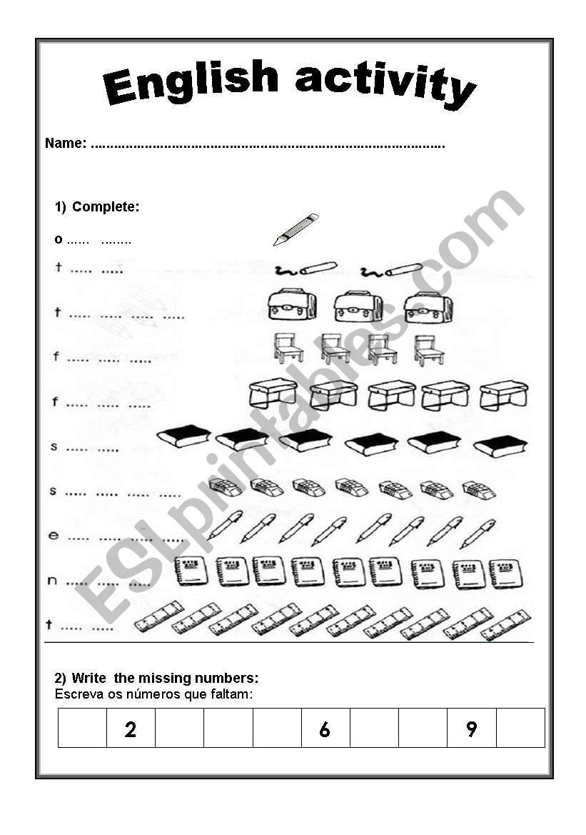 English Activity Worksheets