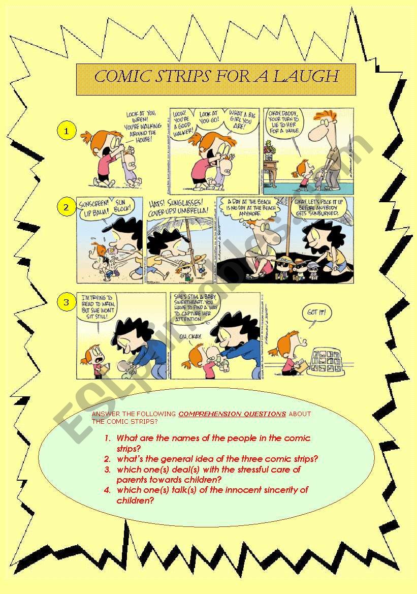 COMIC STRIPS FOR A LAUGH worksheet