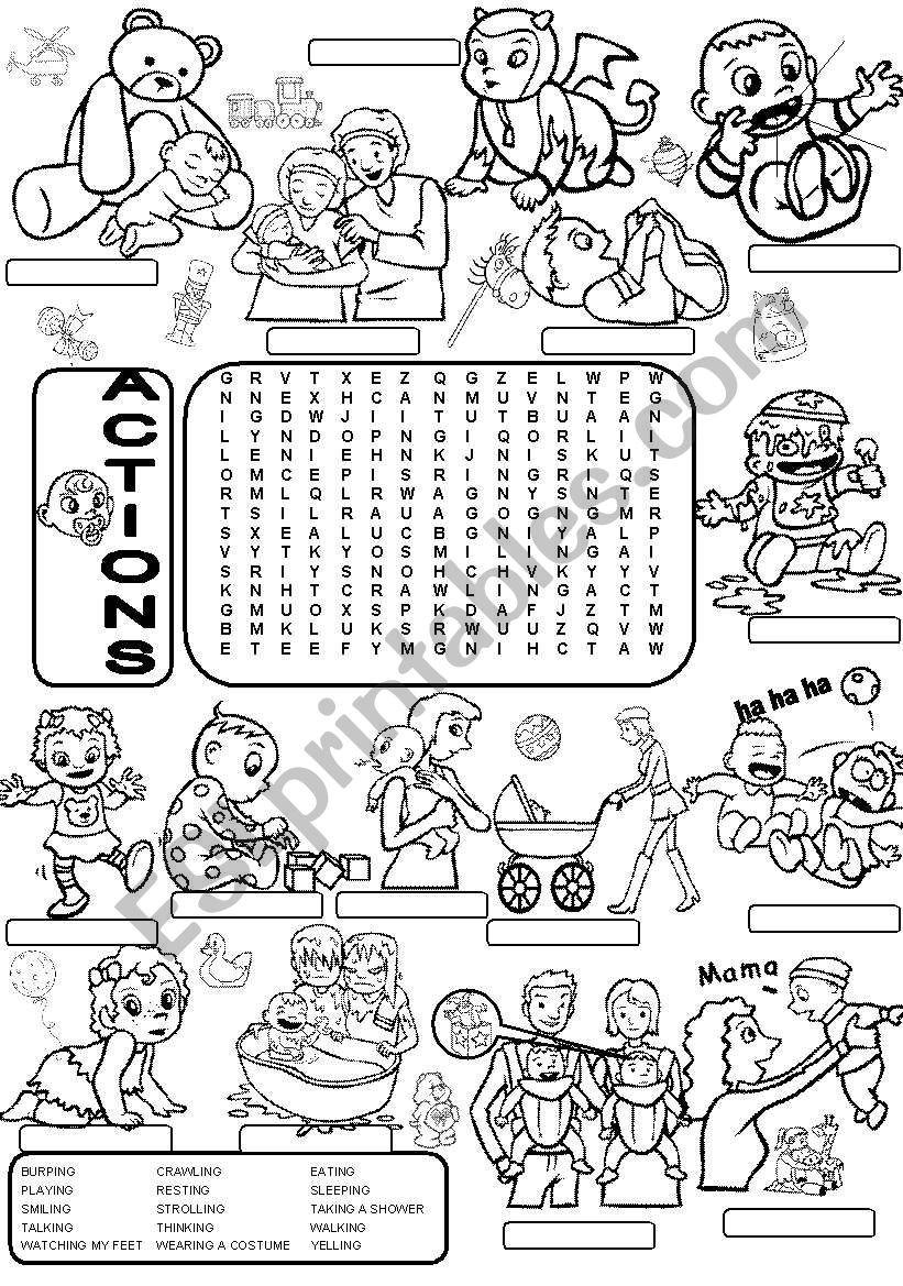 Wordsearch ACTIONS worksheet