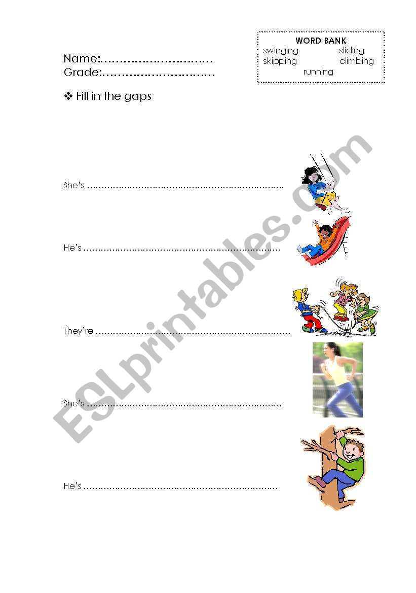 playground worksheet