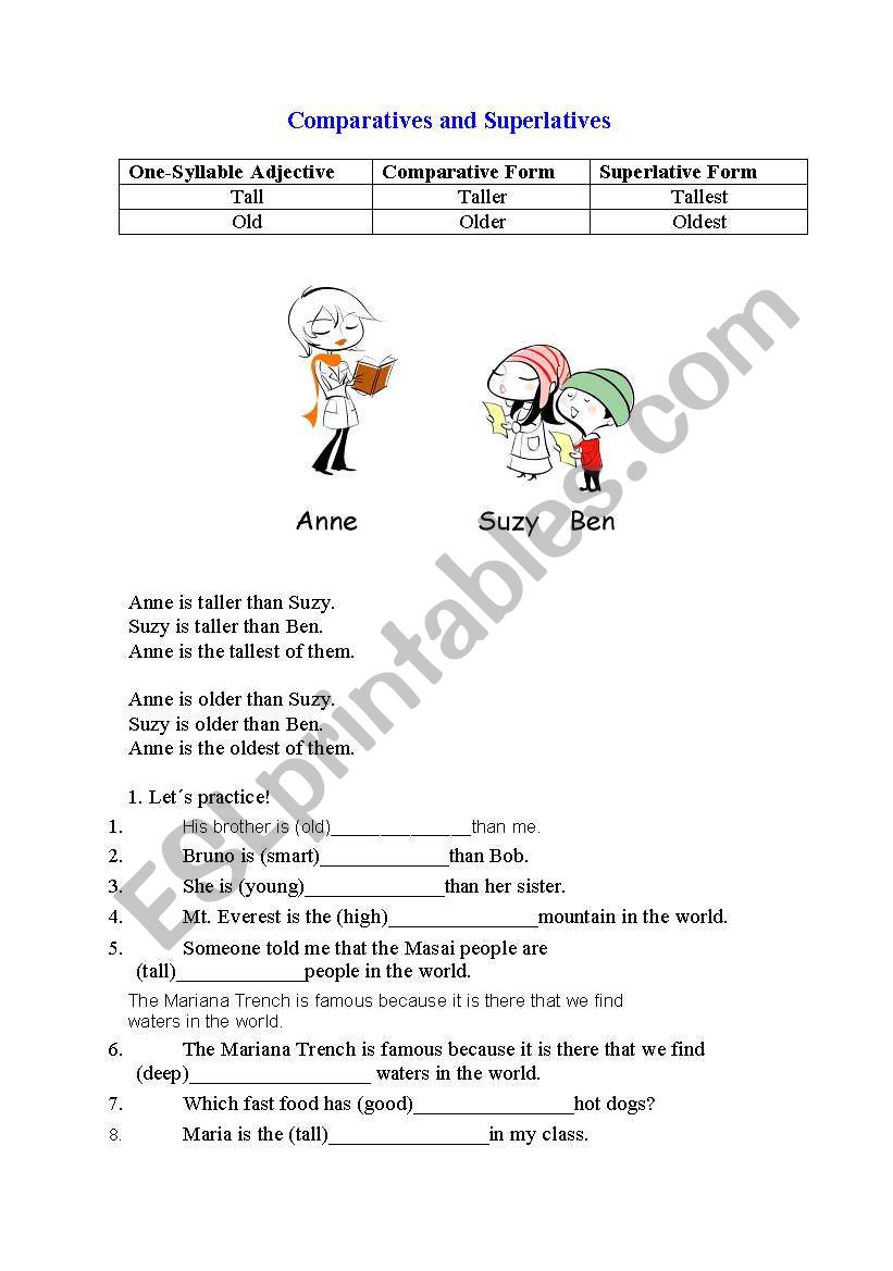 Comparative and Superlative 1 worksheet