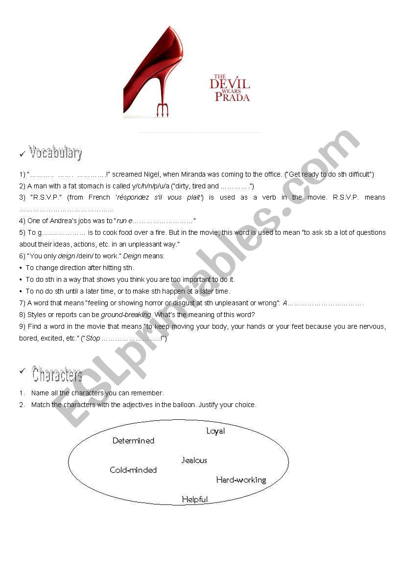 THE DEVIL WEARS PRADA worksheet