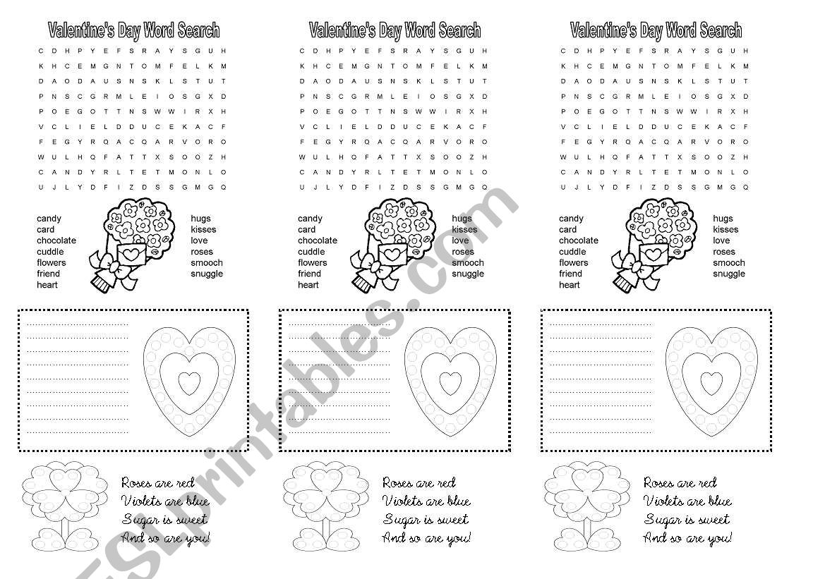 Valentines activities worksheet