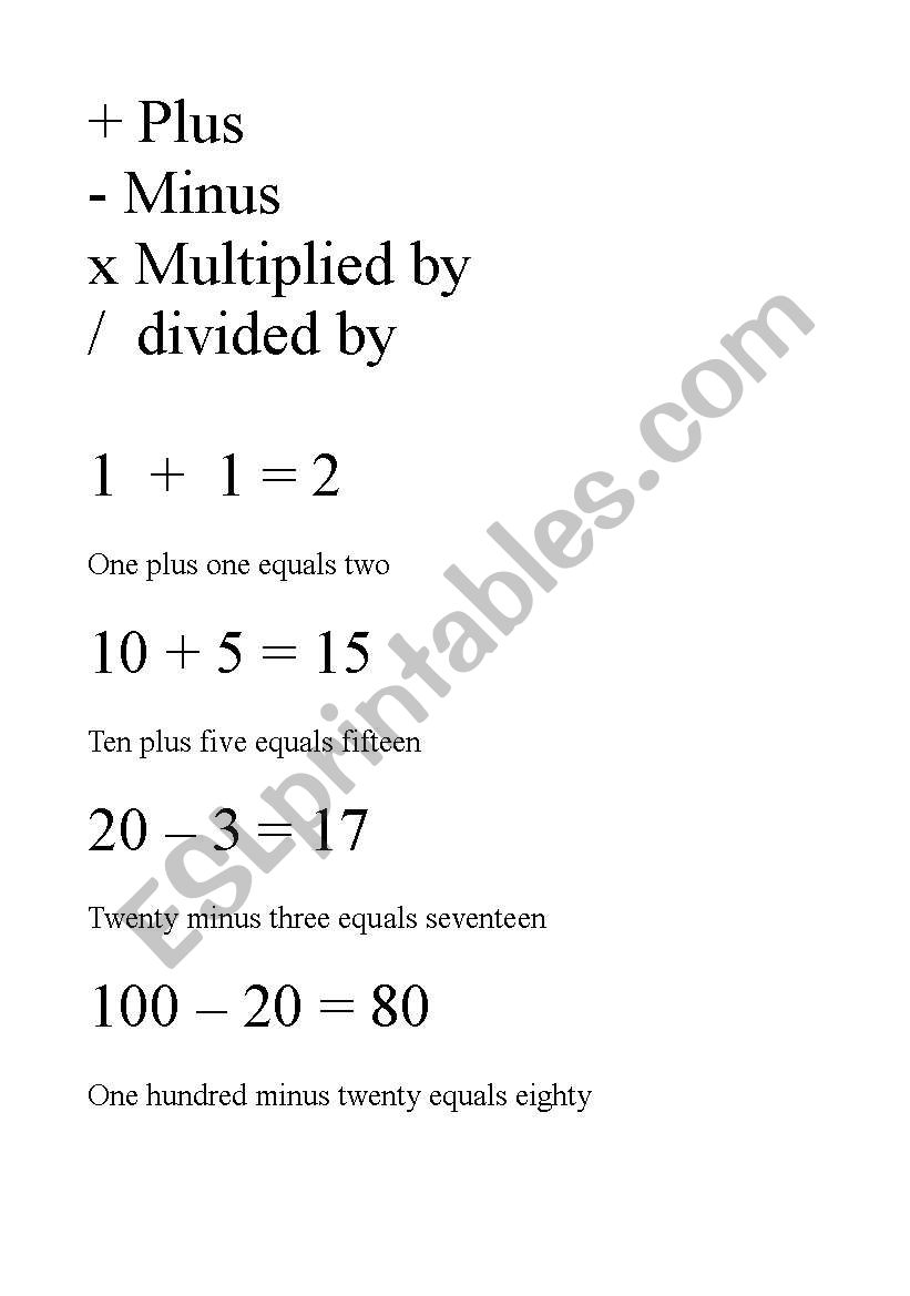 Maths and  English worksheet