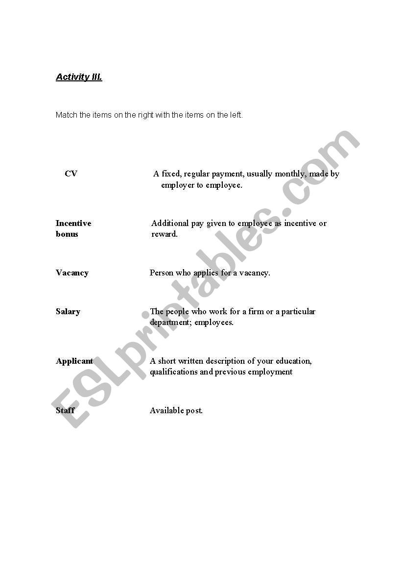 job  worksheet