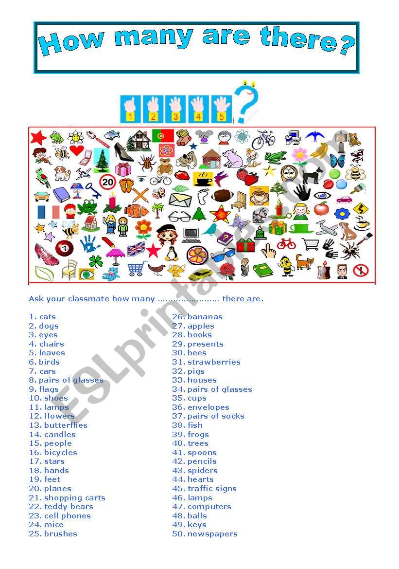 GAME: HOW MANY ARE THERE? worksheet