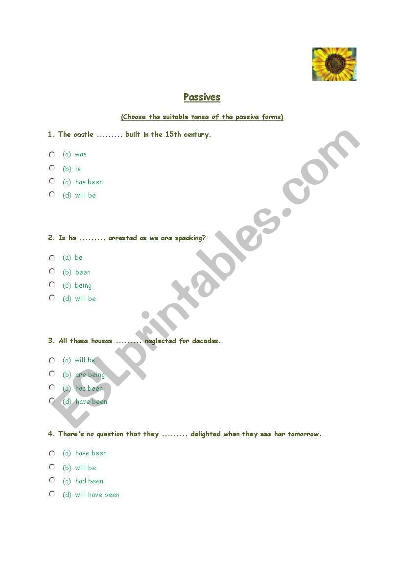 Passives worksheet