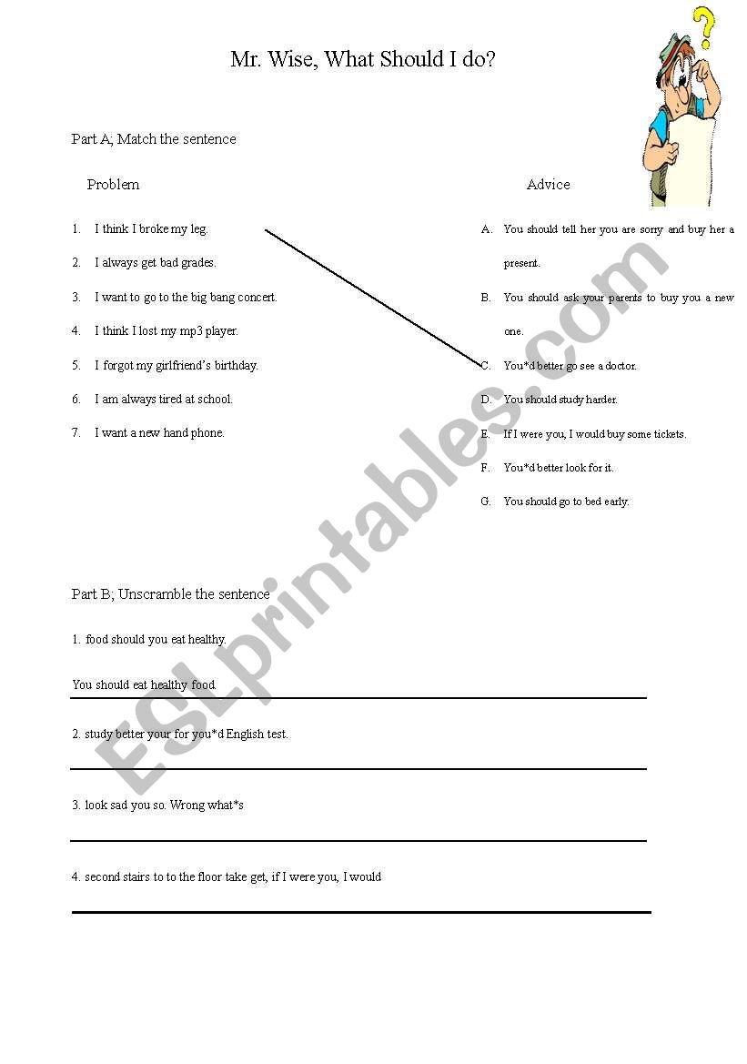 Giving Advice worksheet