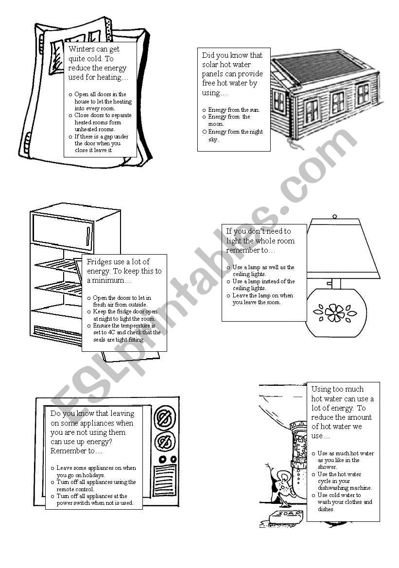 Save energy worksheet