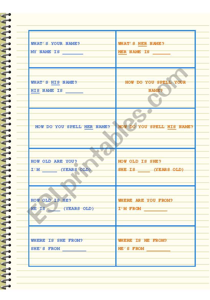 Elementary Speaking Cards worksheet