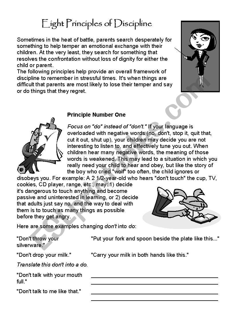 Principles of Discipline worksheet