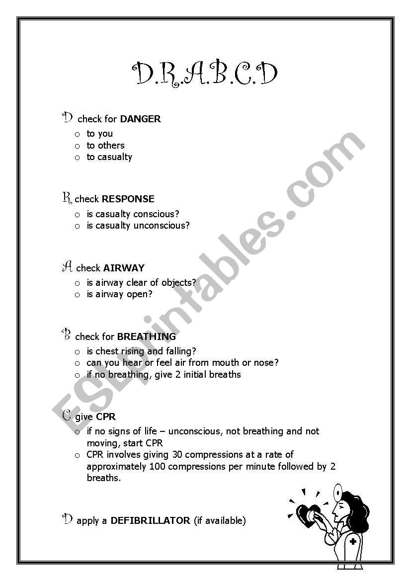 D.R.A.B.C.D worksheet