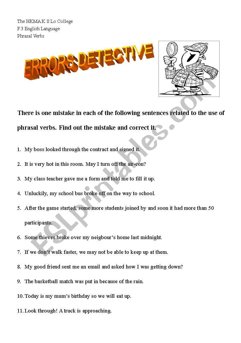 Errors Detective worksheet