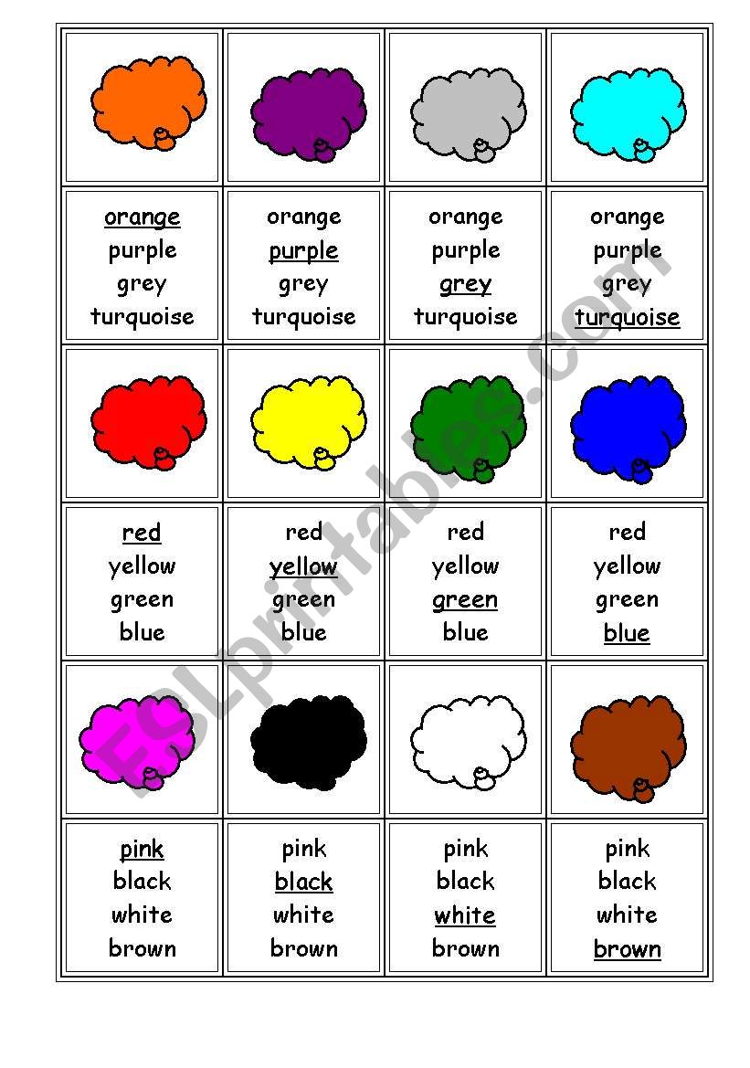colors family game worksheet