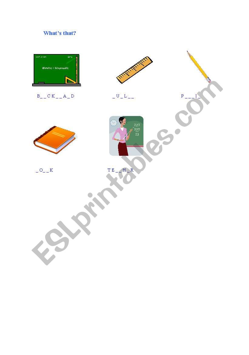 objects of the classroom worksheet