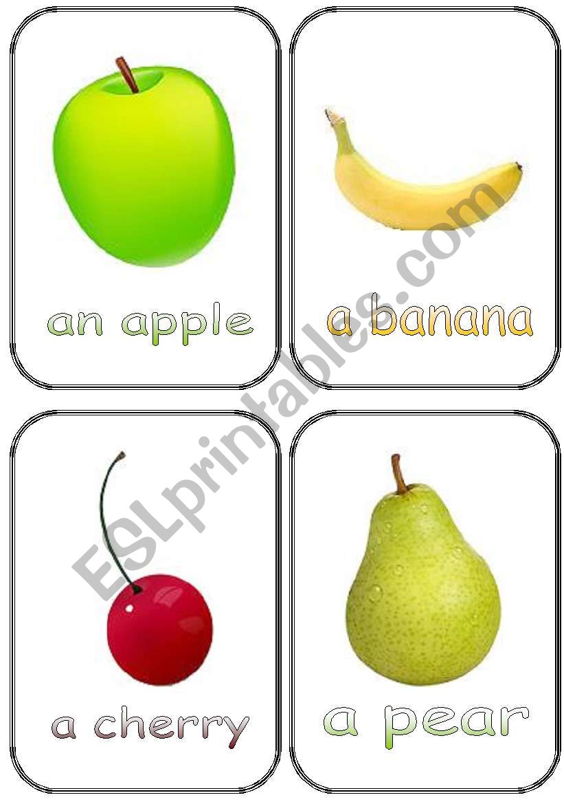 Fruits Flascards worksheet