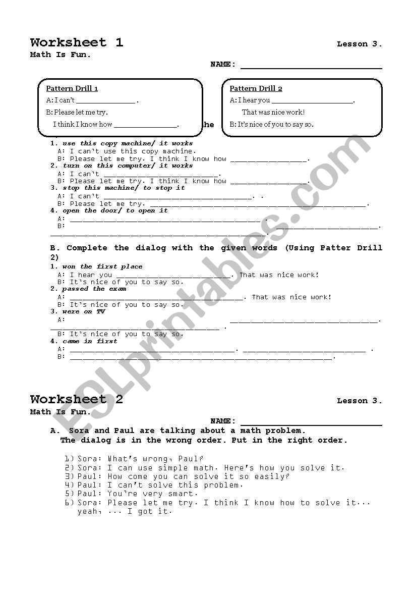 suggesting  worksheet