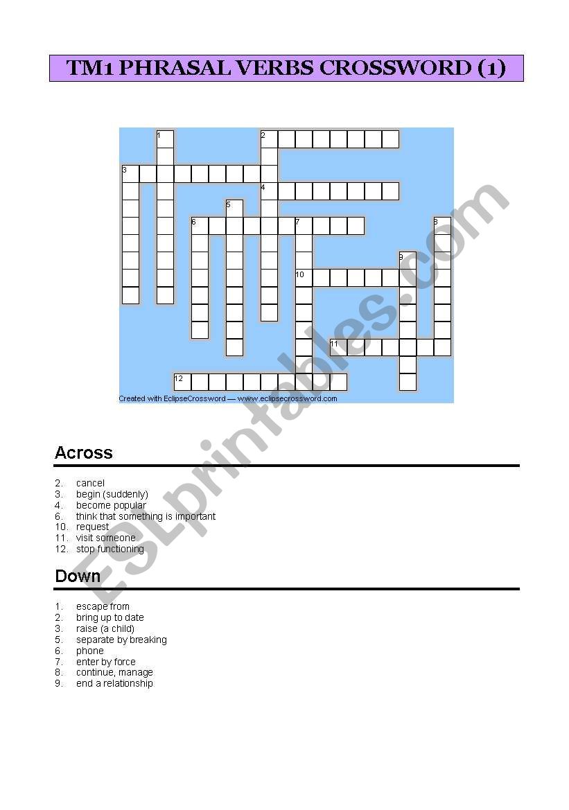 1bat Phrasal Verbs Crossword 1