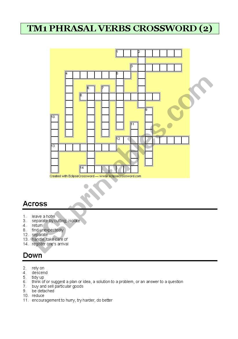 1bat Phrasal Verbs Crossword 2