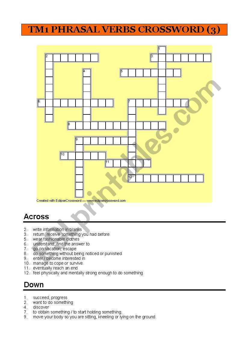 1 bat Phrasal Verbs crossword 3