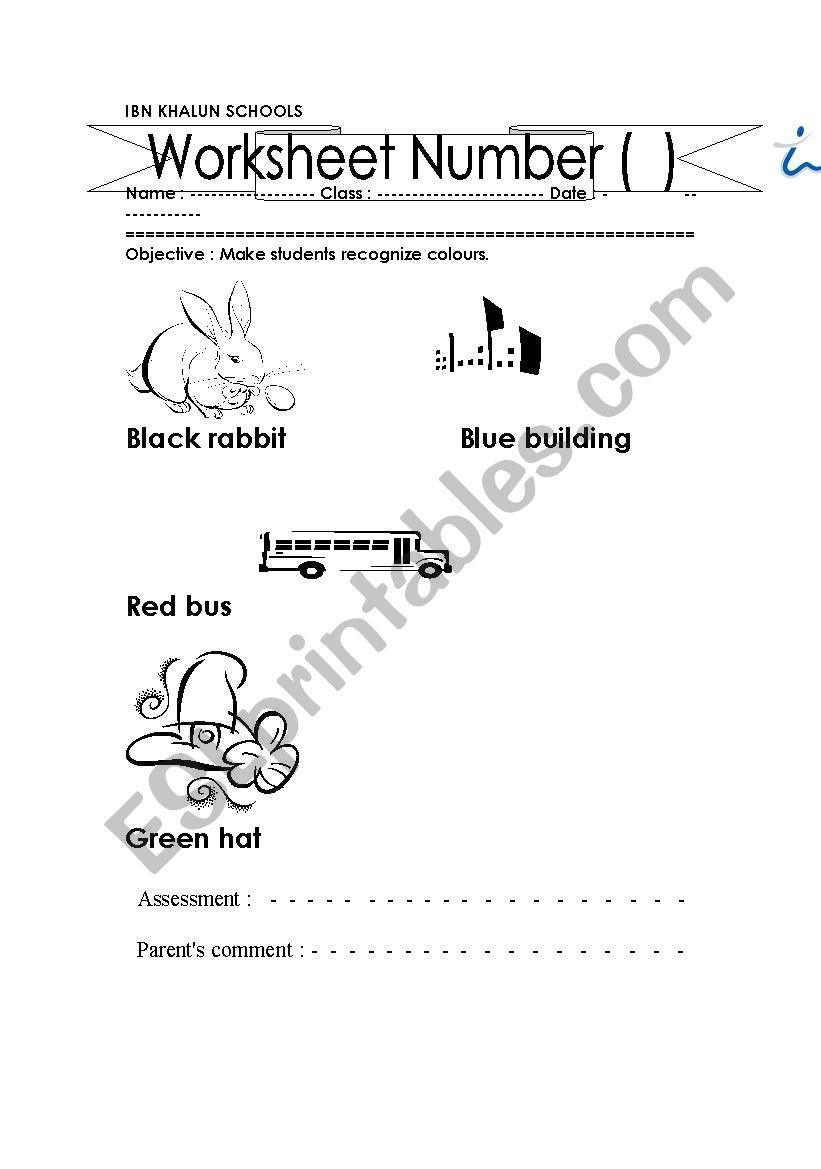 colours worksheet