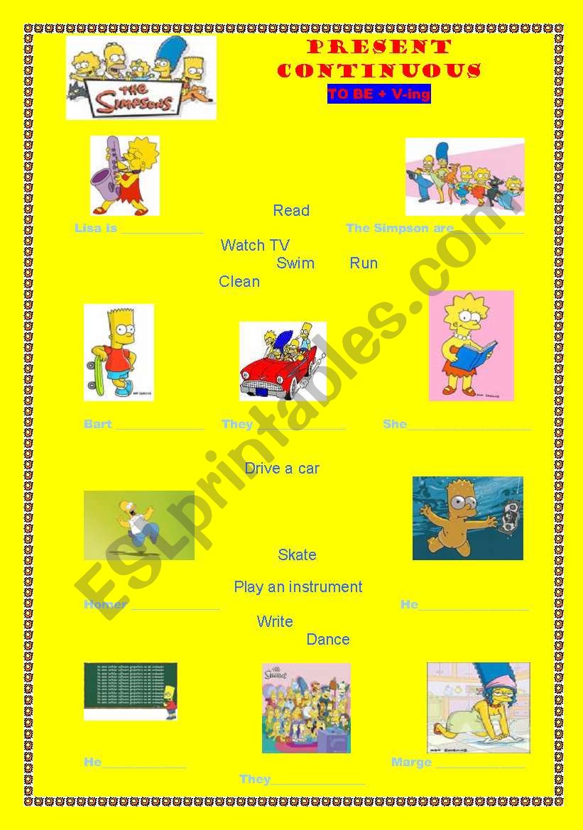 present continuous with the Simpson