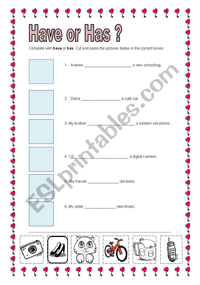 Have or Has? worksheet