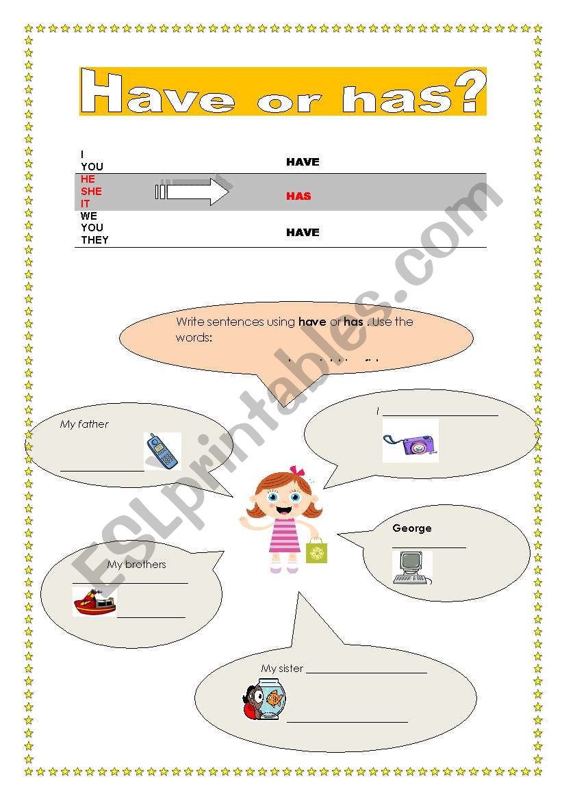 Have or Has ? worksheet