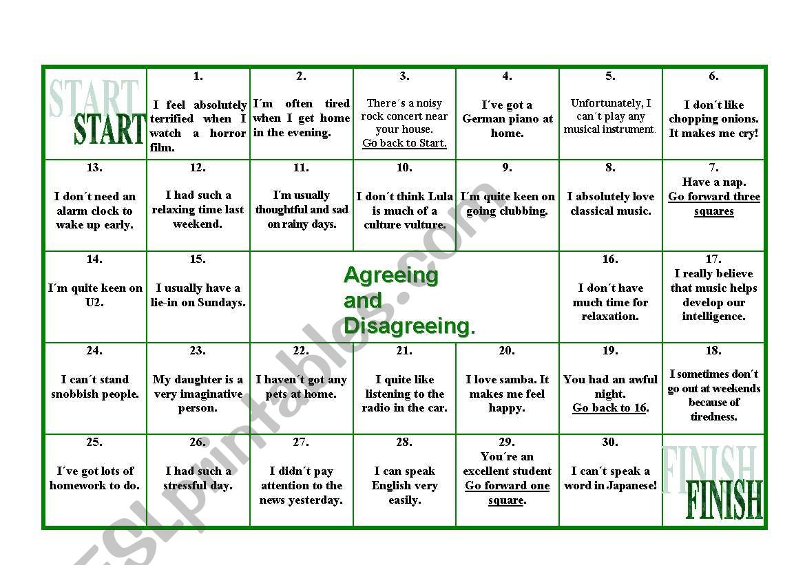 BOARDGAME: AGREEING AND DISAGREEING