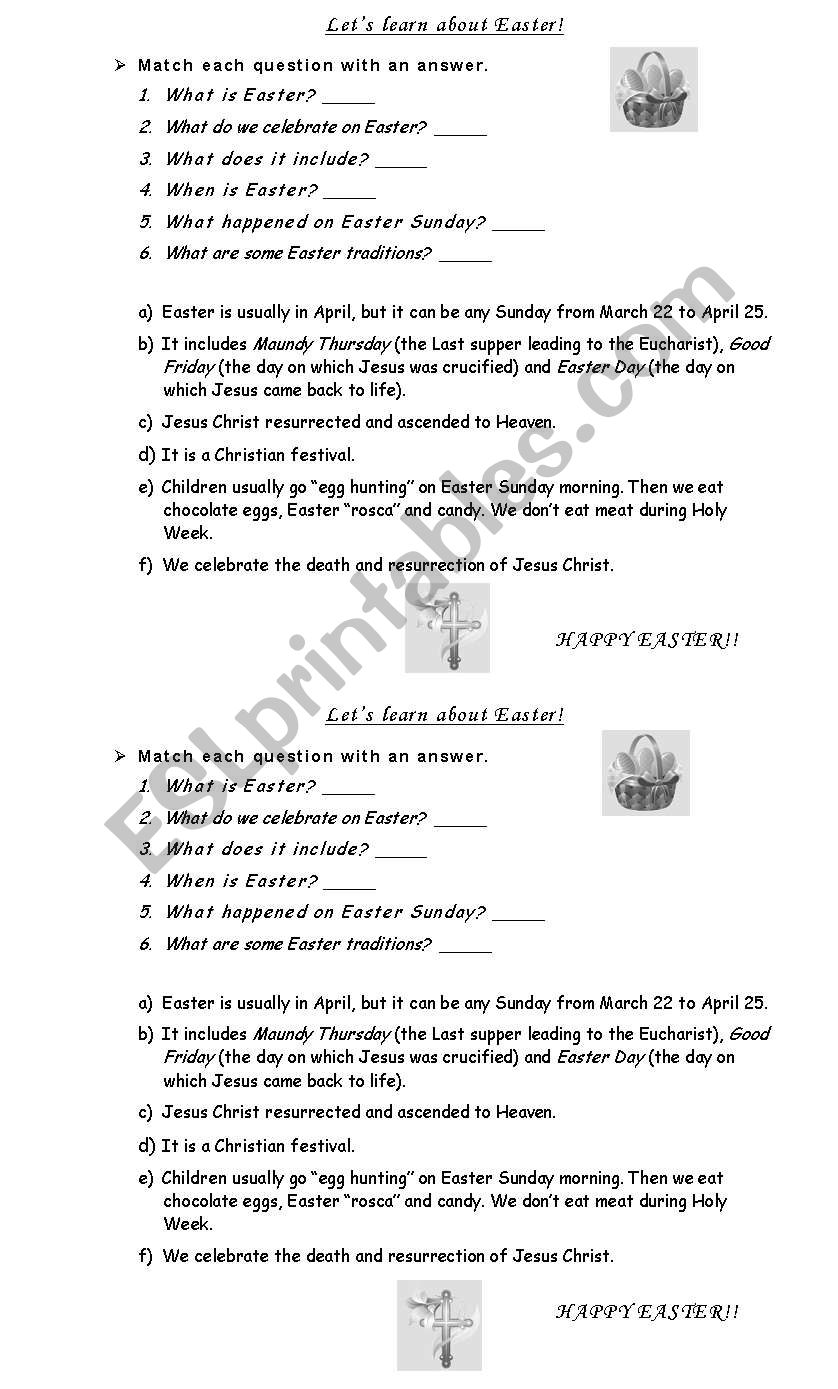 Lets learn about Easter worksheet