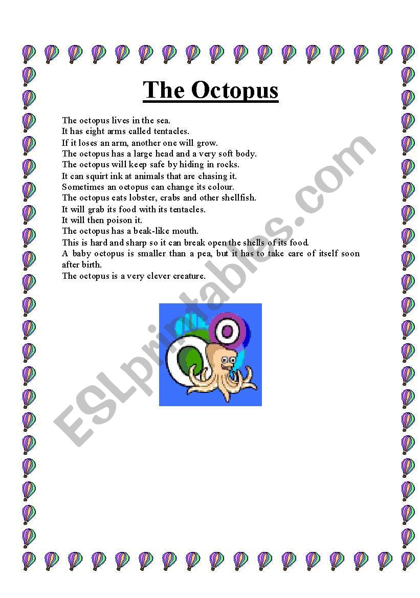 The octopus worksheet