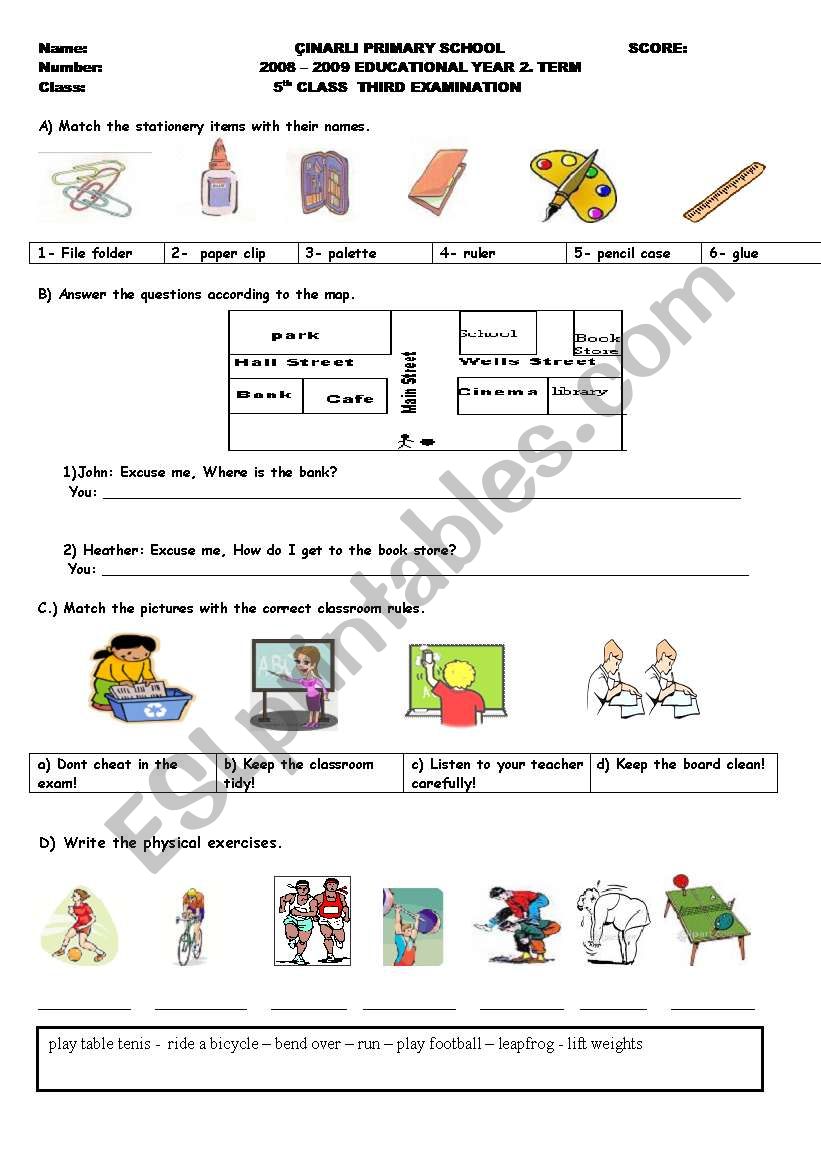 VARIOUS EXERCISES FOR ELEMENTARY STDS