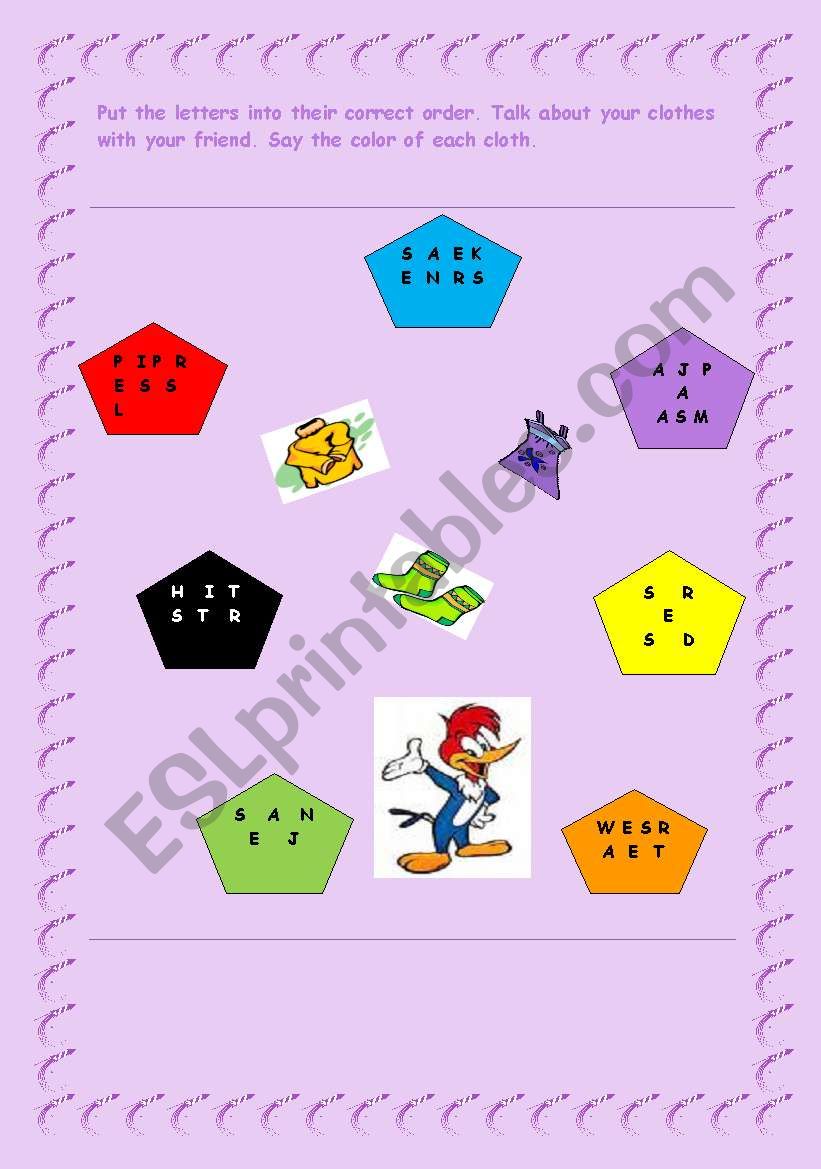 clothes worksheet