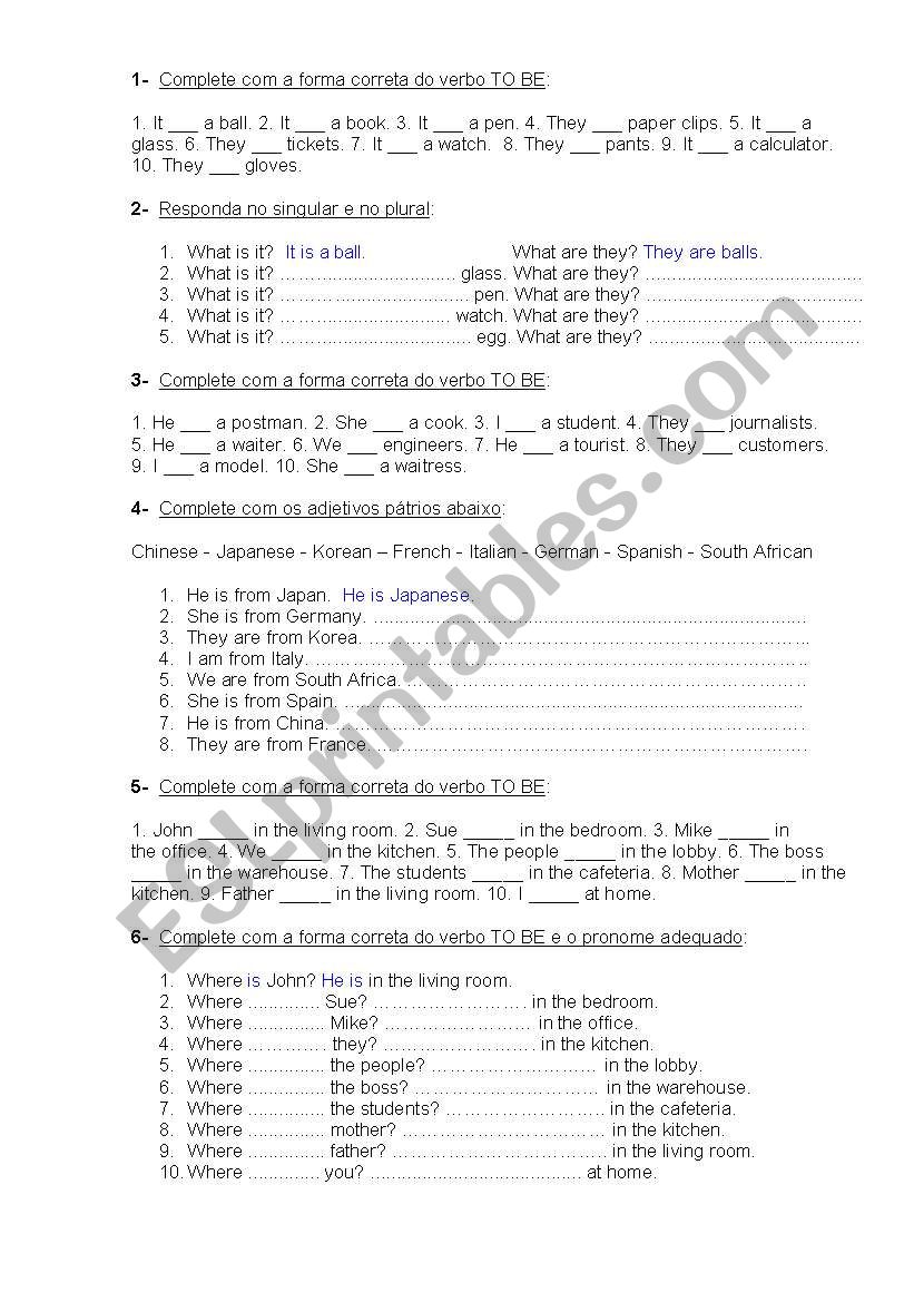 to be worksheet