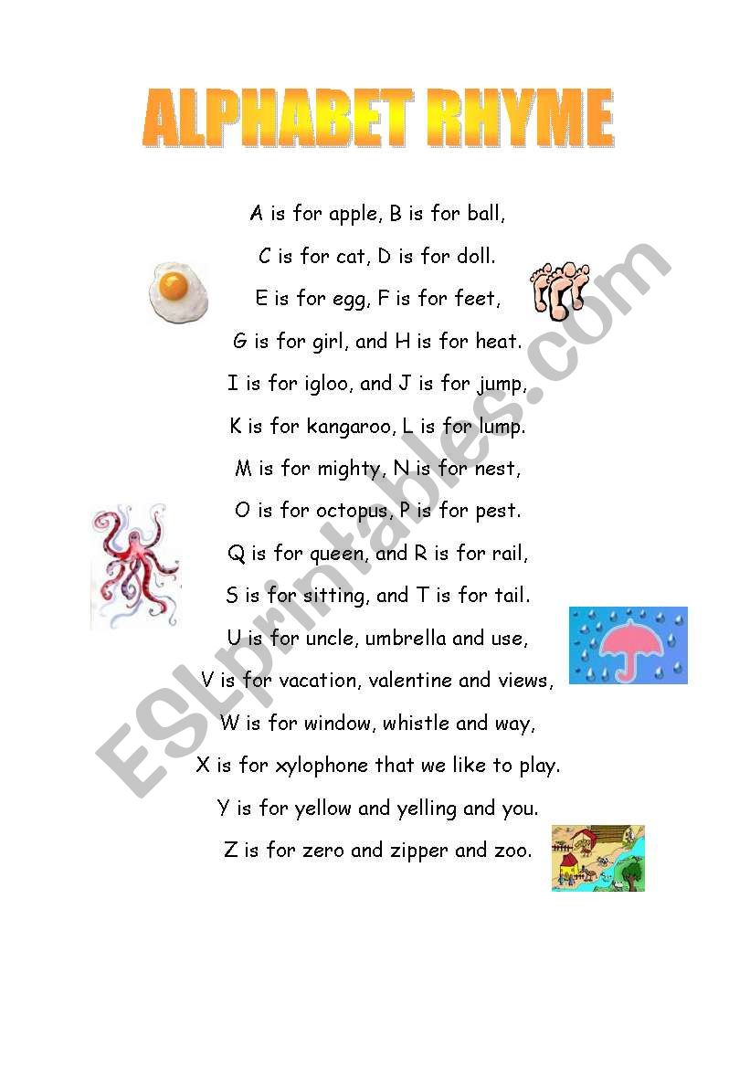 ALPHABET RHYME worksheet