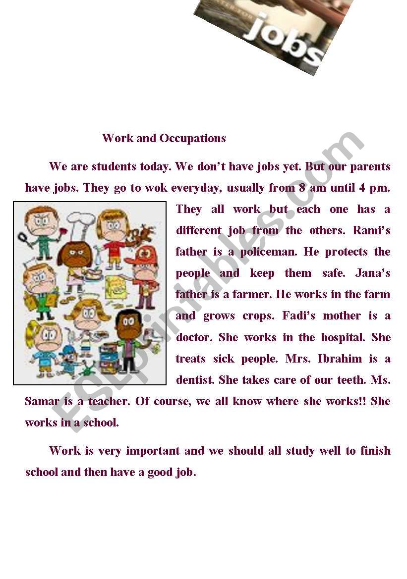 jobs  worksheet