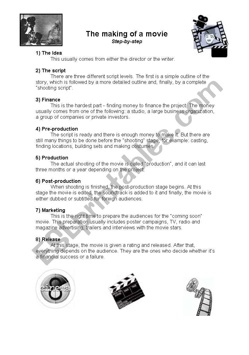 Making a movie worksheet