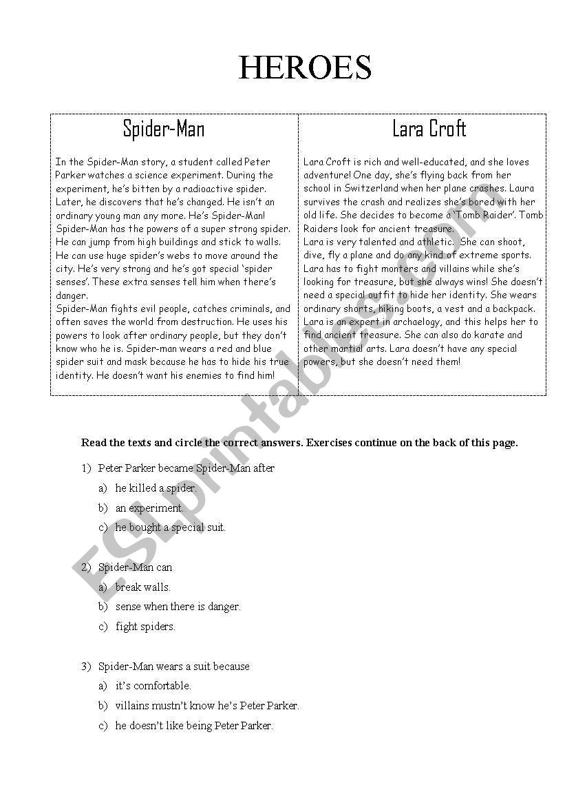 Reading Comprehension worksheet