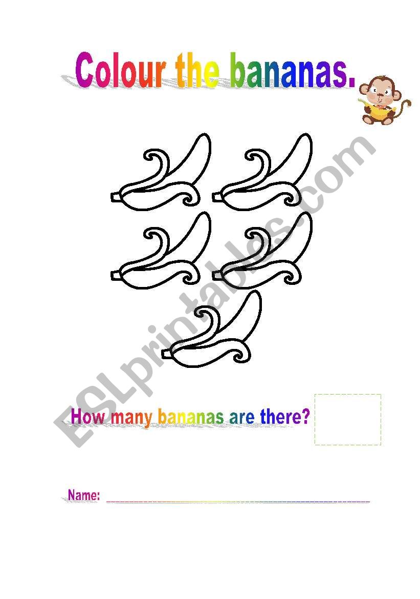 Colour the bananas worksheet
