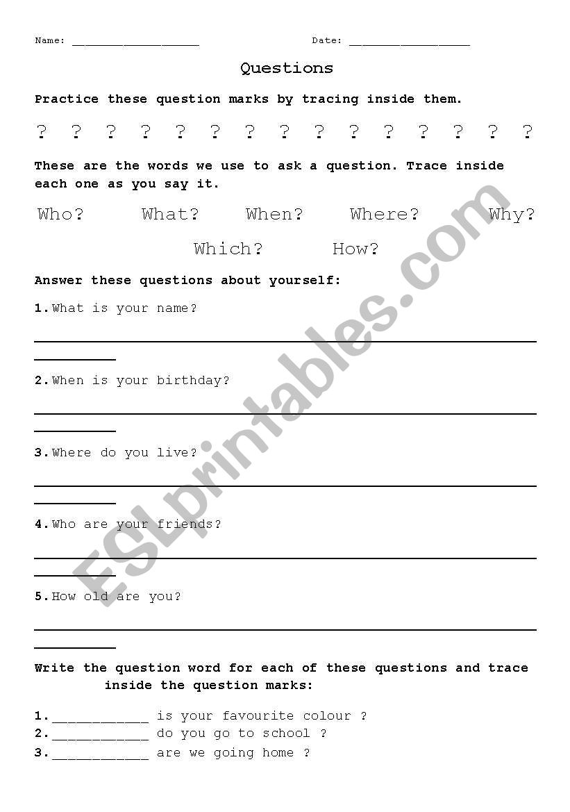 Questions worksheet