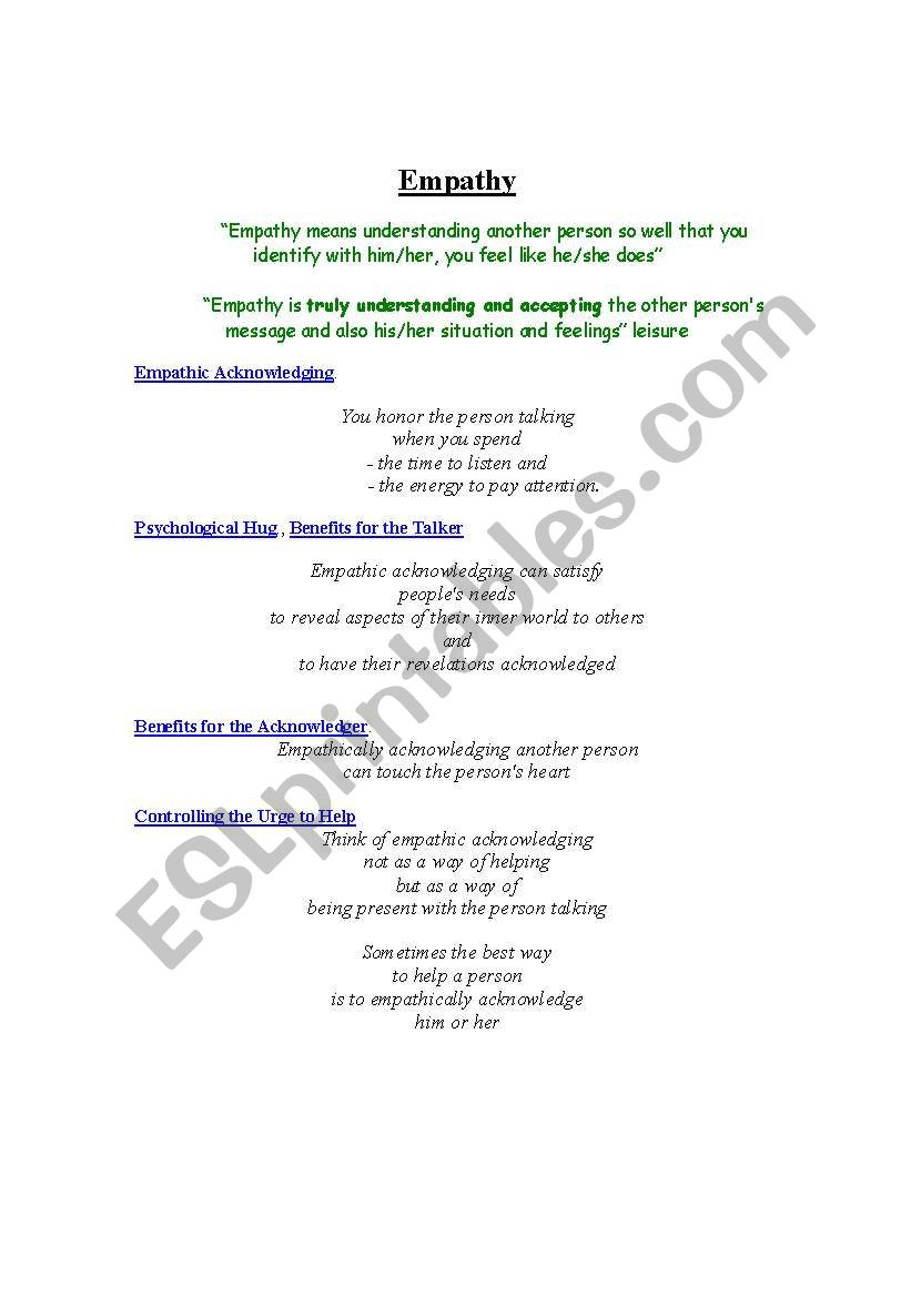 Empathy worksheet