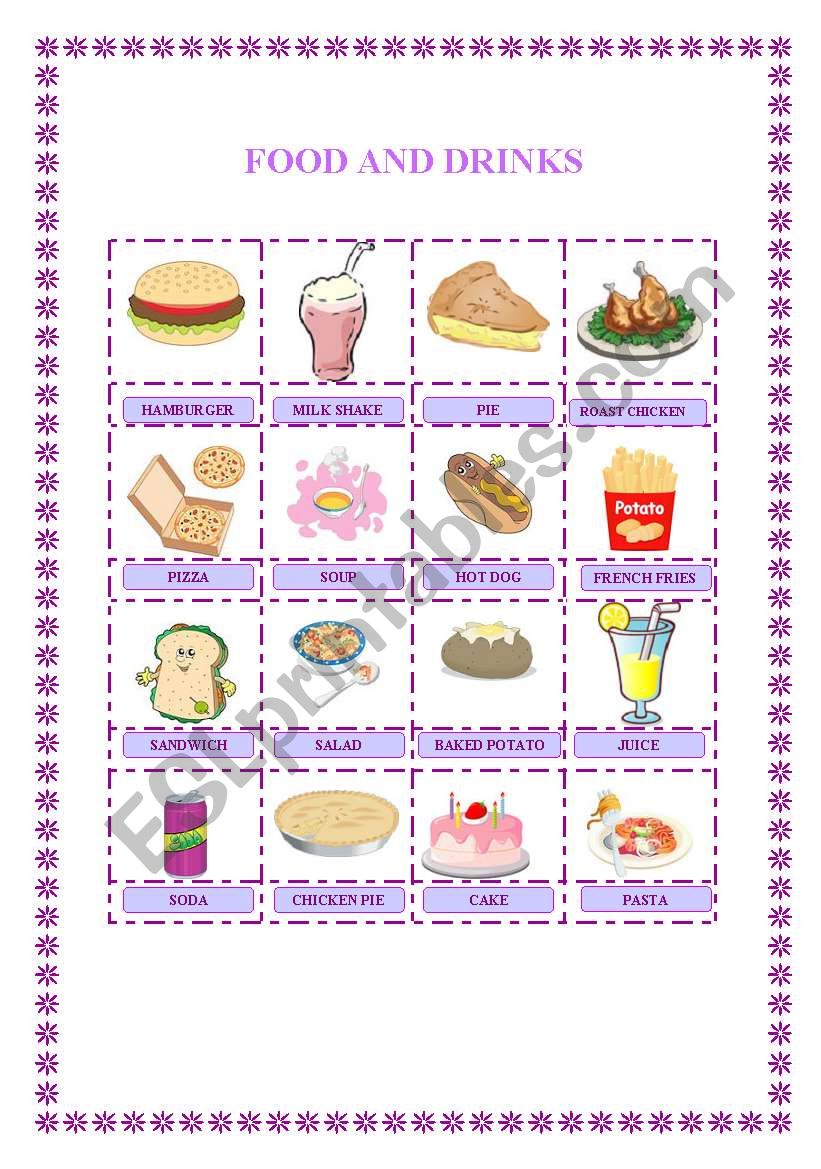 FOOD AND DRINKS worksheet