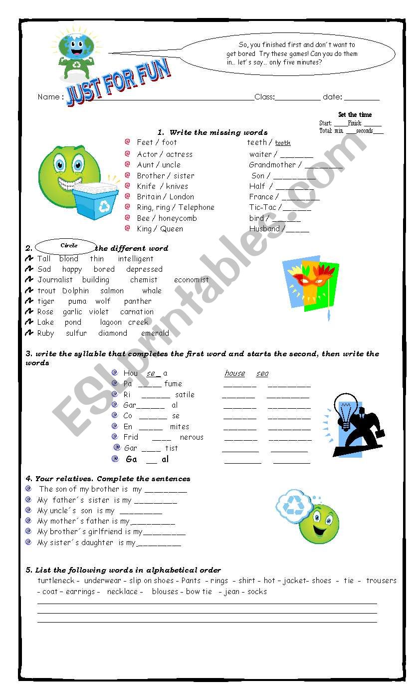 Just for fun (Fast finishers) worksheet