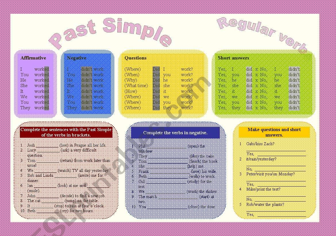 Past Simple of Regular Verbs worksheet