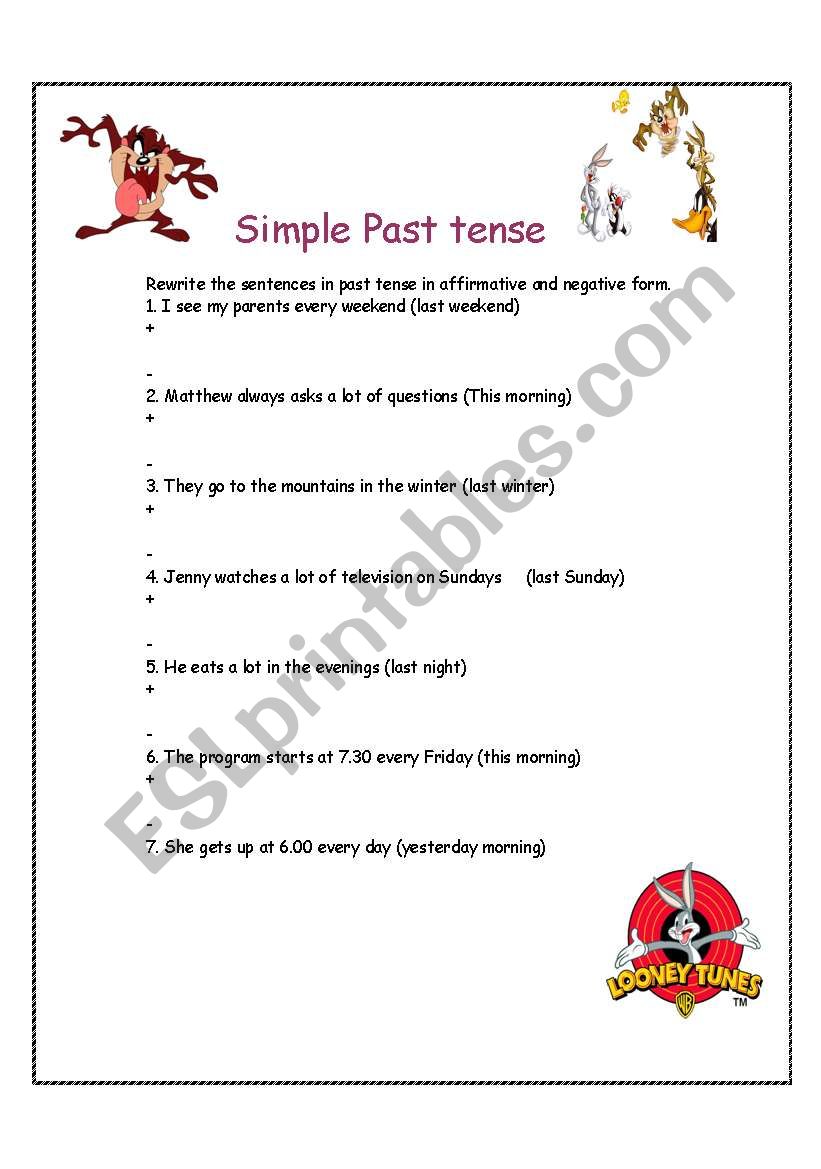 The simple past tense worksheet